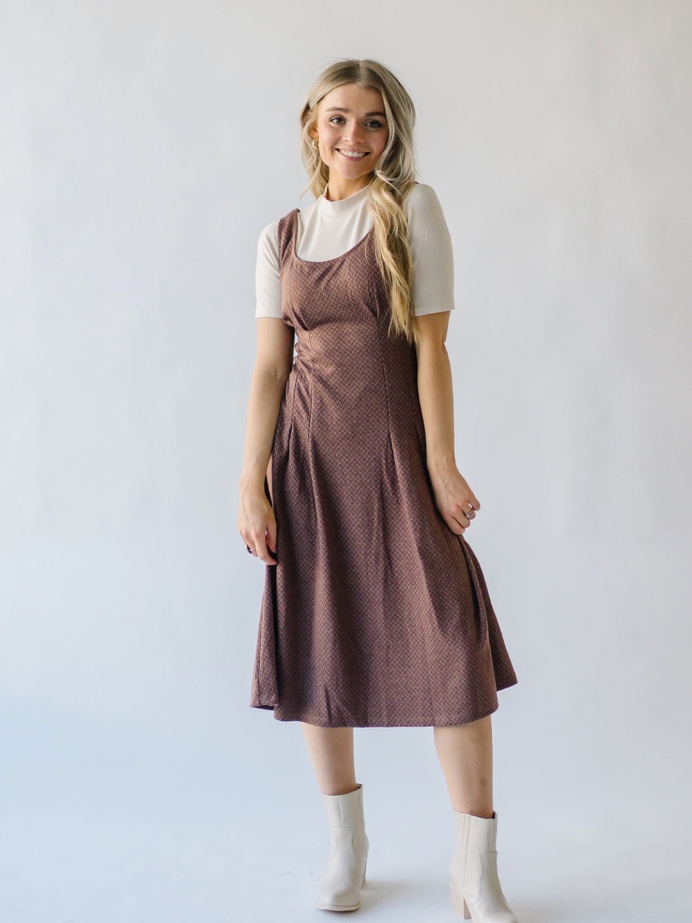 Brown Pinafore Dress
